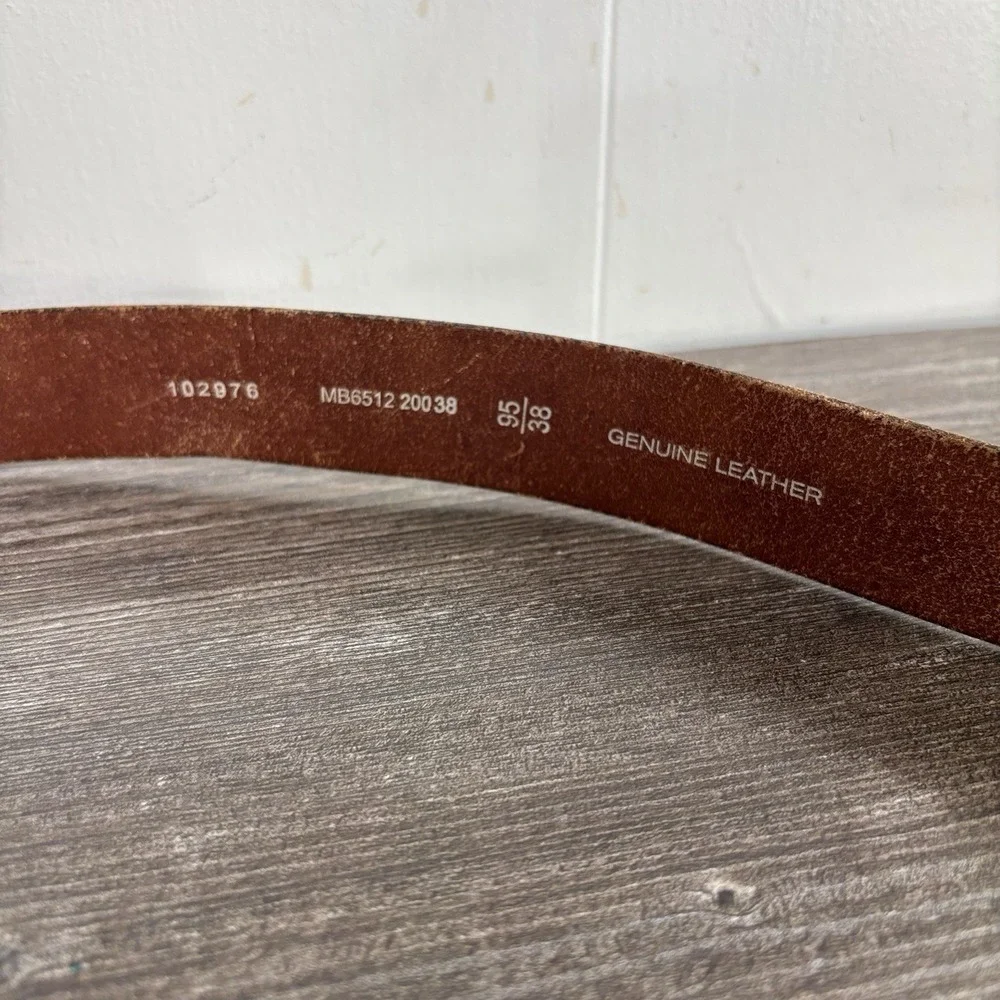 Fossil Mens size 38 Brown Genuine Leather Belt Nickel Buckle 1.5